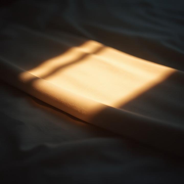 First pale dawn light falling across a linen bedsheet